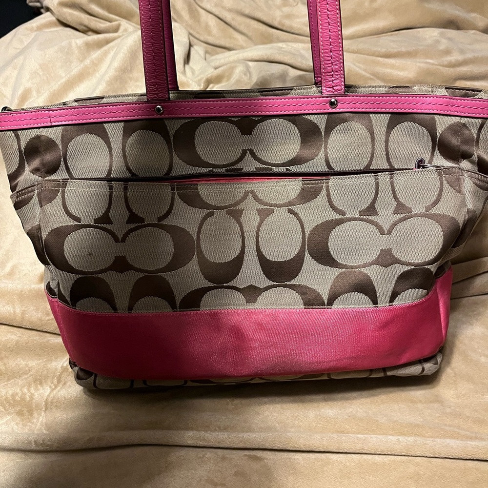 Coach Diaper Bag EUC Pink and Beige